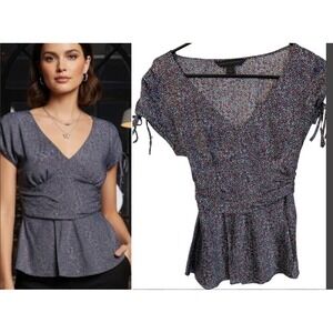 VIntage‎ Y2k Express Size XS Silk Short Sleeve Babydoll Top Floral Dot